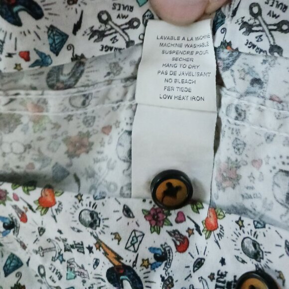 Horst Mens Long Sleeve Dress Shirt Skulls Lightening Gothcore Halloween Size XL - Picture 7 of 9